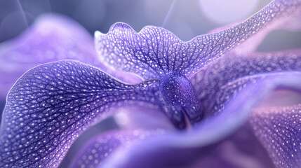 A close-up of a violet orchid with intricate petal patterns and a blurred background —ar 16:9 