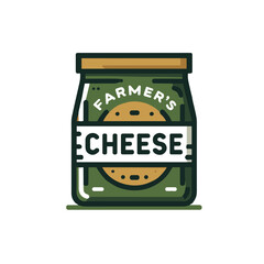 Naklejka premium Eco packaging with farmer cheese icon, colored PNG for organic food and sustainable farming