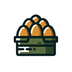 Egg carton with farm fresh eggs icon, colored PNG for organic farming and sustainable agriculture