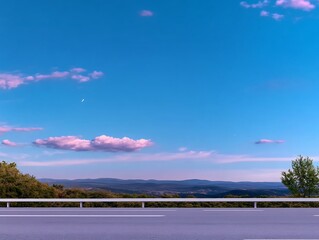 Serene Highway Sunset Pastel Sky. AI Generated