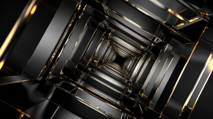 Dynamic 3D square structures rotating in a digital environment, with ambient lighting and shadow play.