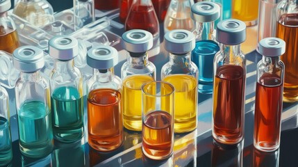 Vibrant Hues of Scientific Vessels: A Colorful Laboratory Scene