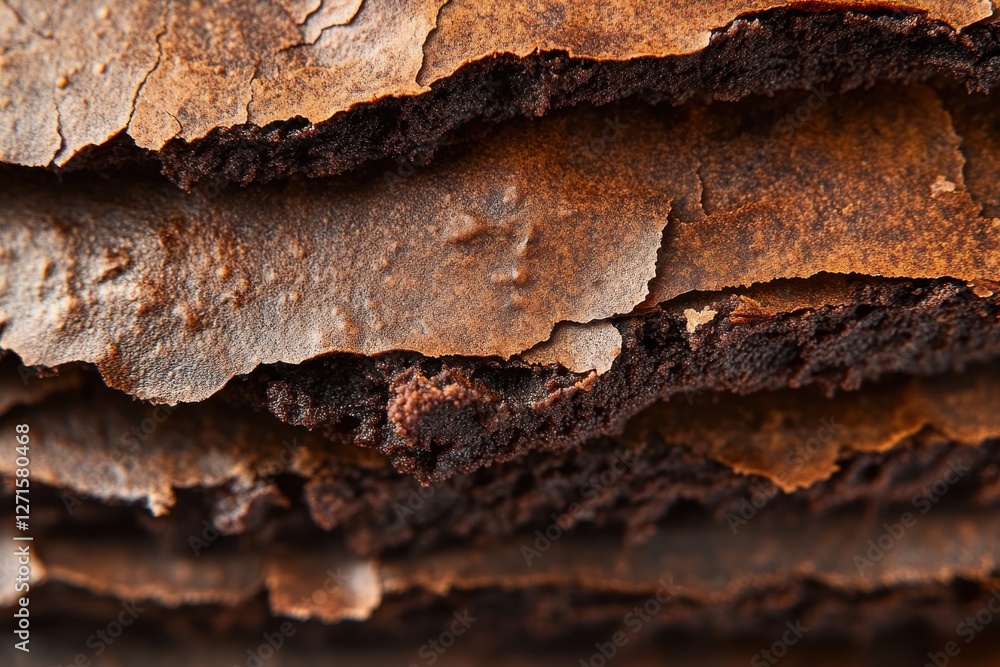 Aufkleber layers of rich chocolate cake showcasing a delicious texture in a close-up view at a dessert event