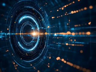 Fototapeta premium Digital background perfect for tech processes, neural networks, artificial intelligence, data transfer and encryption, digital archives, sound and graphic presentations, science, education, etc.