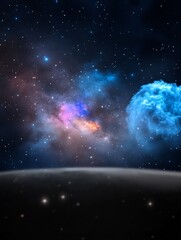 Obraz premium Cosmic Nebula Swirls Vividly Across Dark Expanse. AI Generated