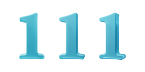 Three blue 1: one angled to show the front, two diagonally angled with sides slightly visible, and the final one angled with sides more visible