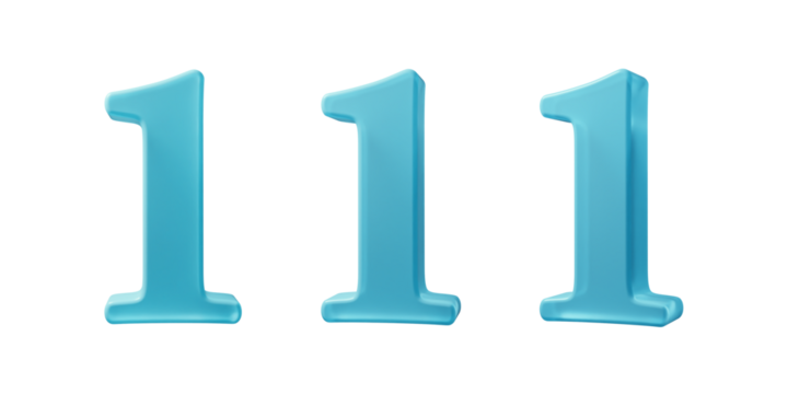 Three blue 1: one angled to show the front, two diagonally angled with sides slightly visible, and the final one angled with sides more visible