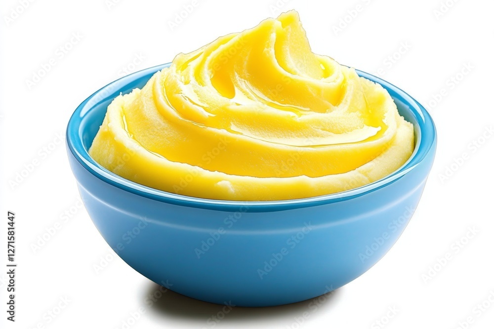 Poster a flat, modern design of a bowl of mashed potatoes with a swirl of butter on top