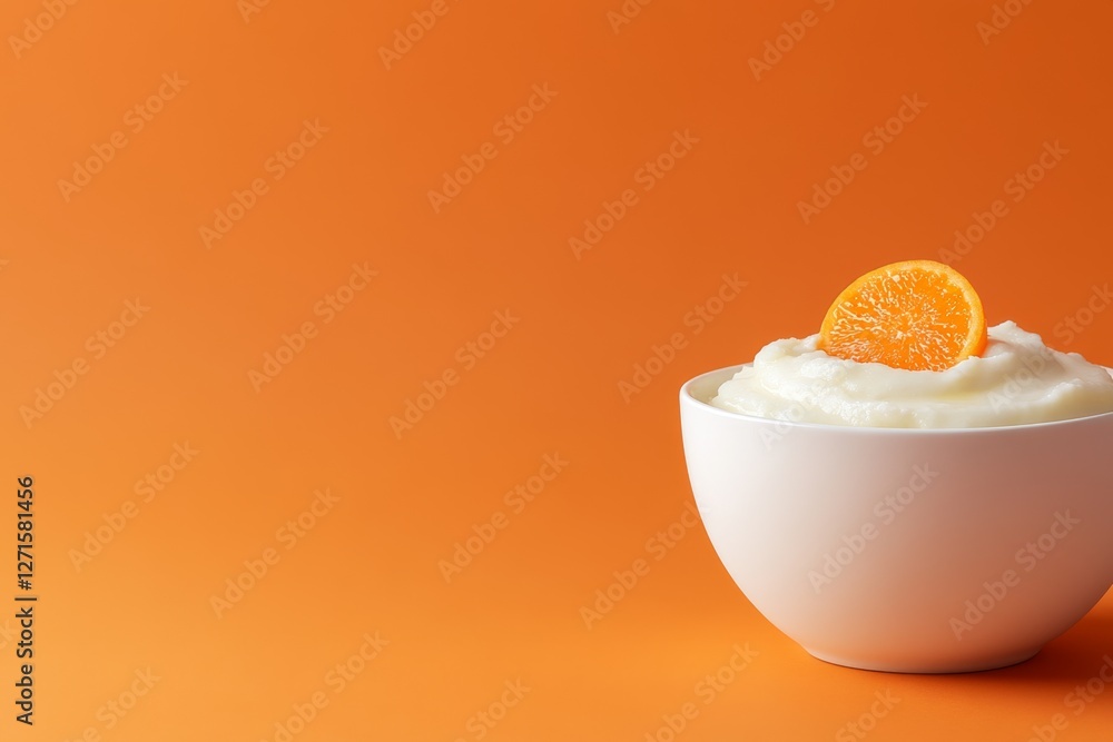 Poster a flat, modern design of a bowl of mashed potatoes with a swirl of butter on top