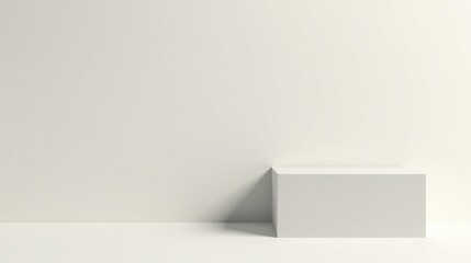 Fototapeta premium Minimalist White Cube on a Plain Background, Ideal for Product Display or Abstract Composition