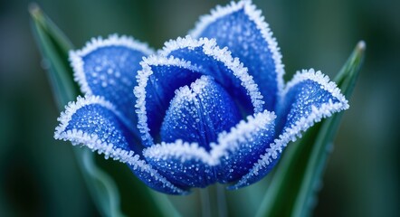 "Frost-Kissed Blue Tulip in a Winter Wonderland"