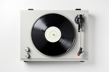 Record player electronics white background gramophone.