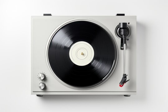 Record player electronics white background gramophone.