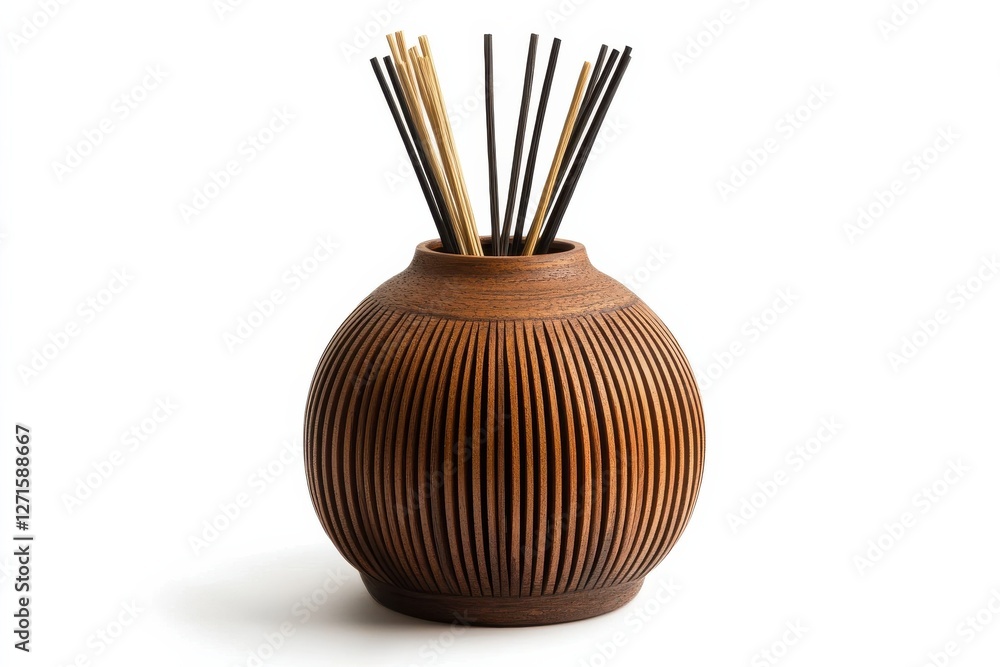 Aufkleber decorative wooden vase filled with aromatic sticks displayed on a bright surface in a contemporary s