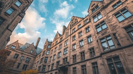 Fototapeta premium Majestic Stone Building Under a Clear Sky: A Stunning Architectural Feat