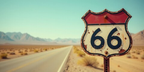 A weathered highway marker stands resolute against a sun-drenched desert landscape, a testament to journeys past and future adventures