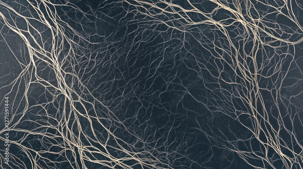 Poster abstract organic lines creating intricate network on dark background