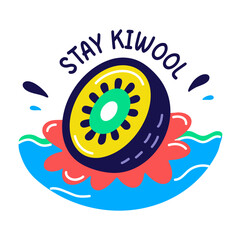 Kiwi fruit sticker in flat style