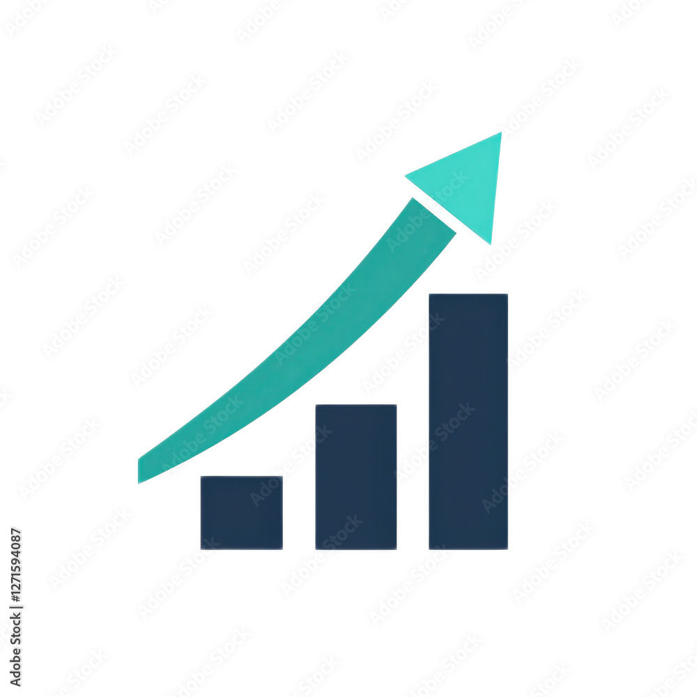 Aufkleber dynamic financial growth chart with colorful arrow and bar graph elements for business success repre