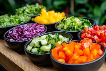 A salad bar at a yoga retreat, offering refreshing and detoxifying meal options