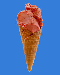 Lactose-free strawberry ice cream cone cut out gelato