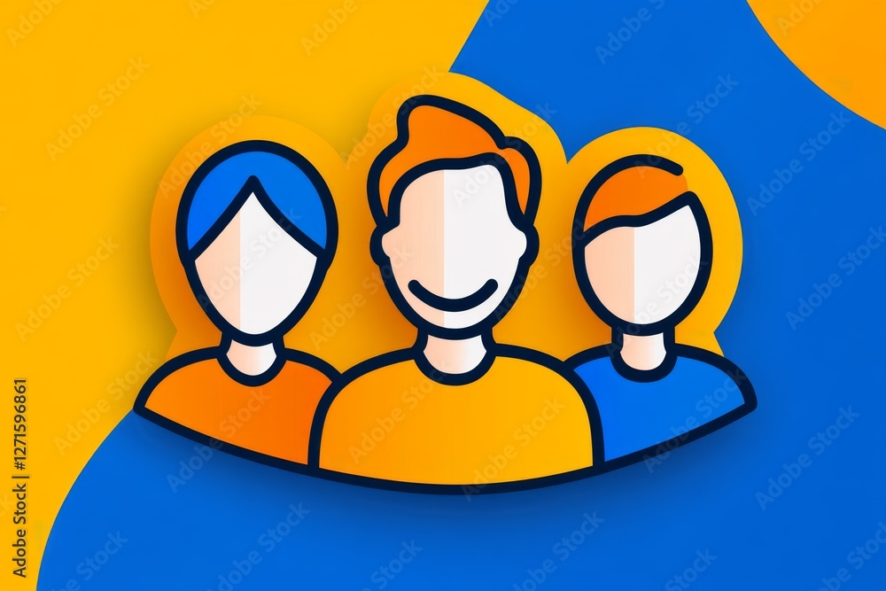 Poster a simple, clean icon of three people connected by lines, representing networking and recruitment
