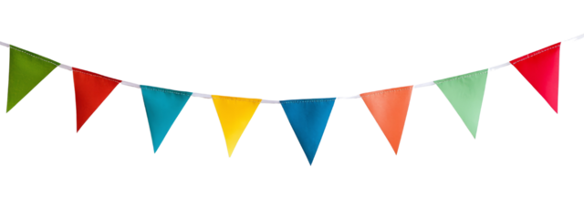 Set of colorful flags, pennant isolated on white, PNG