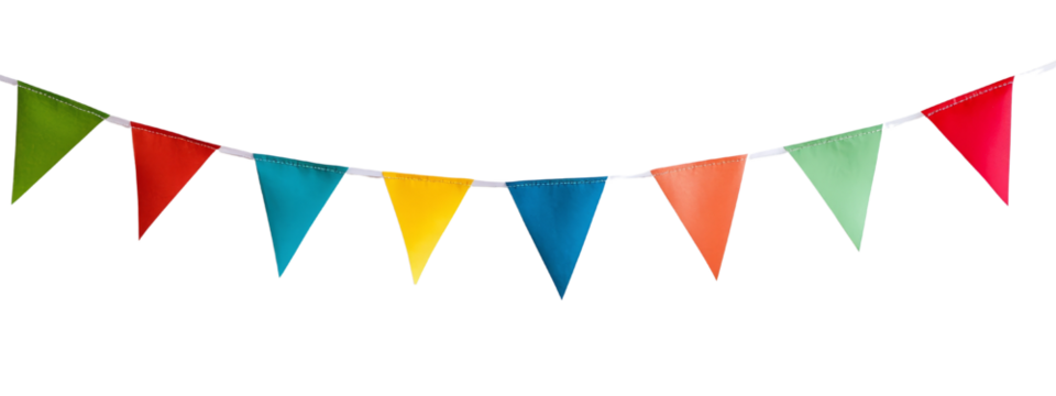 Set of colorful flags, pennant isolated on white, PNG