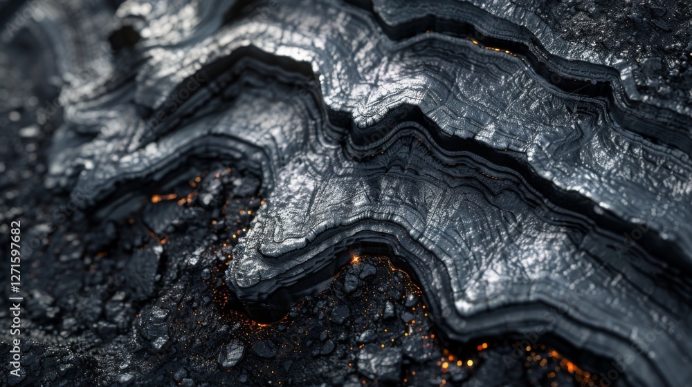 Leinwandbilder intricate layers of metallic rock showcase their unique structure and texture, highlighted by glowin