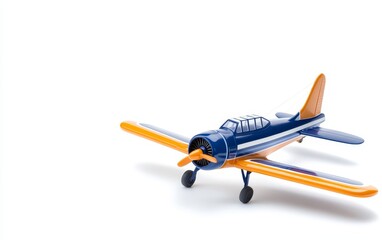 Colorful toy airplane model on a white background, showcasing its vibrant design and details