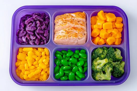 A weekly meal planner with colorful meal prep ideas for a balanced diet