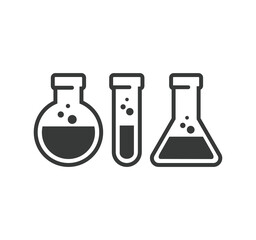Flask Icon Set. Scientific Chemical Flask Icon set for Laboratory Research, Scientific Experiments, Microscope and Educational Materials. Laboratory glassware symbol Icon Set.