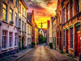 Obraz premium Ancient Cobblestone Street, Malines, Belgium - Historic Architecture & Charming Alleyway