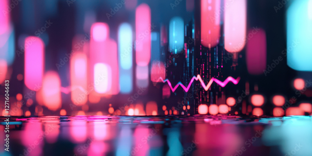 Poster explore the vibrant world of technology with stunning neon lights and abstract patterns that illumin