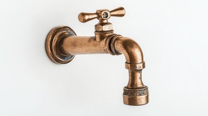 Antique bronze faucet isolated on white background.