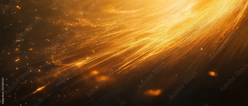 Poster Golden Abstract Background with Light Trails and Sparkles for Creative Design and Digital Art Projects