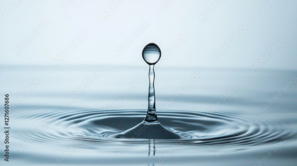 Aufkleber a single water droplet ascends gracefully from the surface, creating elegant ripples that radiate ou