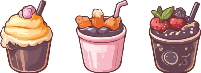 chocolate juice and ice cream vector art