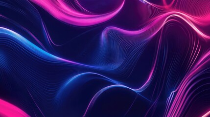 Obraz premium Futuristic Digital Wave Technology Abstract with Dynamic Flow Elements in Electric Blue and Neon Pink