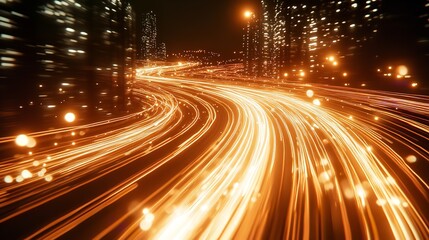 Golden Wave: An Abstract Depiction of a Luminous Golden Wave Formed by Countless Tiny Particles, Set Against a Dark Background, Evoking a Sense of Energy, Movement, and Abstract Beauty