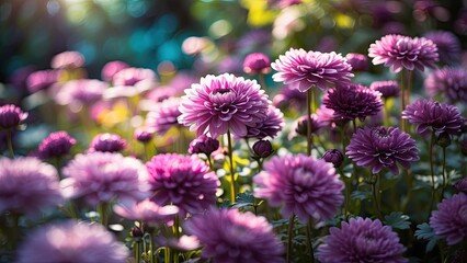 Autumn Chrysanthemum Blooms in a Garden: Vibrant and Beautiful Flowers