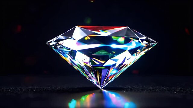 An ultra minimalist free video featuring diamond black background colorful lights hyper realistic 4K background emphasizing beauty diamond jewelry crystals gems jewels