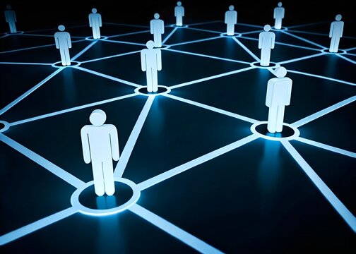 Social network with people connection with blue light