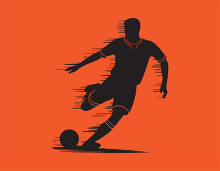 Soccer Player Kicking Ball – Dynamic Sports Silhouette Vector
