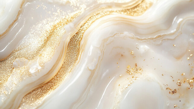 Tekstura marmuru w kolorze kości słoniowej i białym ze złotymi detalami, trendy 2025, generative ai	
