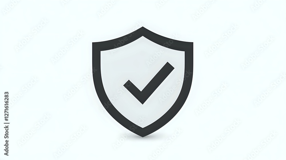 Aufkleber black shield with checkmark on white background, security and protection symbol for websites, apps a