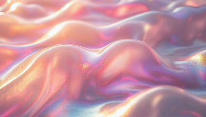 Fototapeta premium Iridescent holographic surface with rainbow-like light reflections creating a surreal abstract background