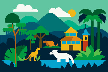 farm animals in the mountains