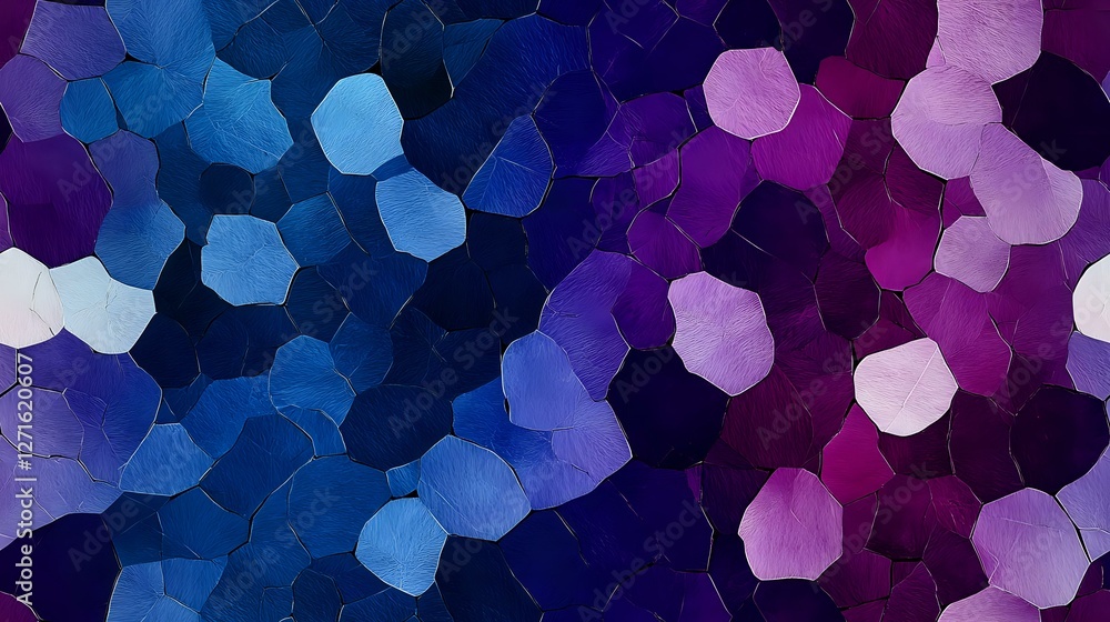Poster vibrant abstract background with hexagonal bokeh effect in blue and purple gradient colors, creating