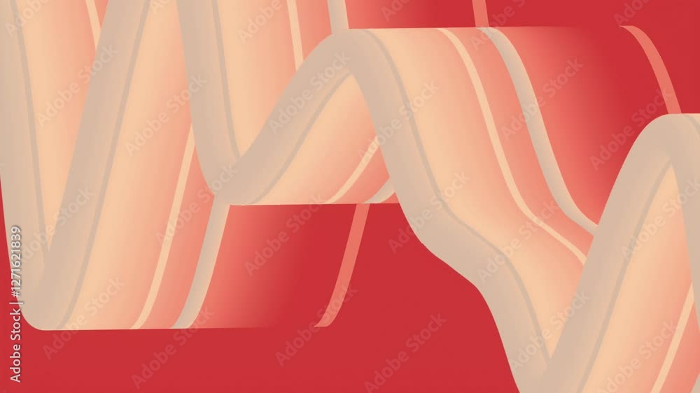 Poster Loop animation with a wavy line resembling a moving ribbon on a red background
